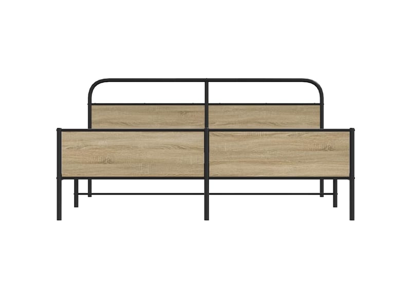  Lit double- lit adulte -  cadre de lit en métal sans matelas chêne fumé 150x200 cm  - Conforama D