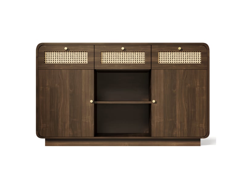  Buffet 120x40x85 cm avec rotin tressé, brun  - Conforama A