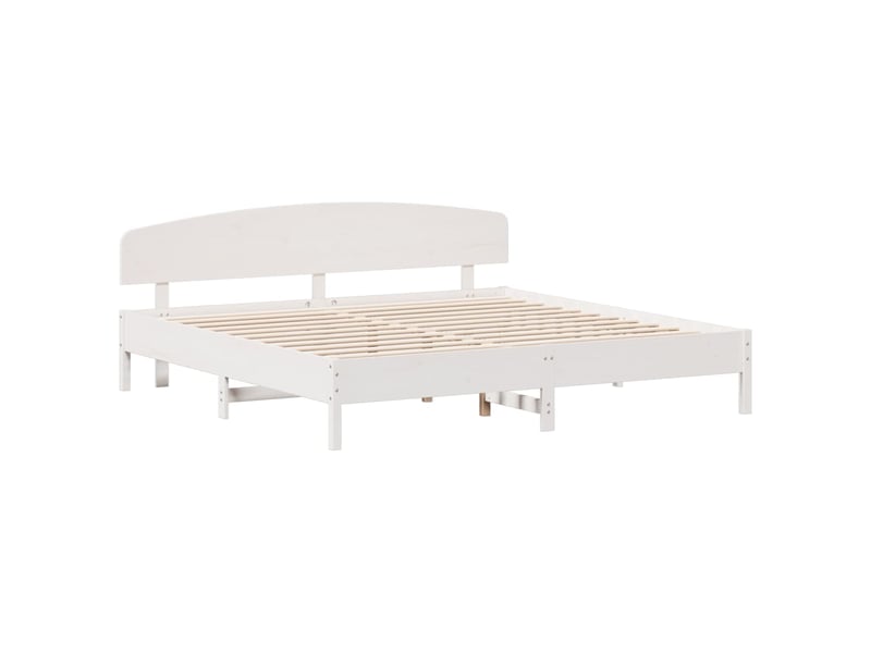  Lit double- lit adulte -  cadre de lit sans matelas blanc 200x200 cm bois massif de pin  - Conforama B