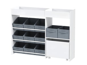 Meuble de rangement pour enfants 105 x 30 x 80 cm – blanc – 11 bacs en tissu et étagères ouvertes