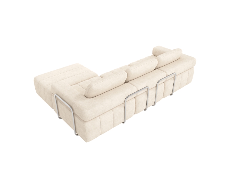  Canapé modulable en l beige 4 places 258 × 165 × 79 cm, chenille et pouf Fay Lum - Conforama W
