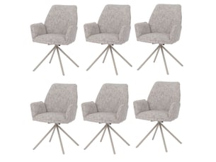 Lot de 6 chaises de salle à manger hwc-g67, pivotantes, position automatique, chenille métallisée (410 gm²) - structure crème, beige-gris clair