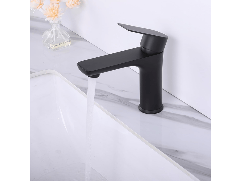 Robinet de lavabo de salle de bain, robinet de lavabo de vanité, eau chaude et froide (noir)  - Conforama C