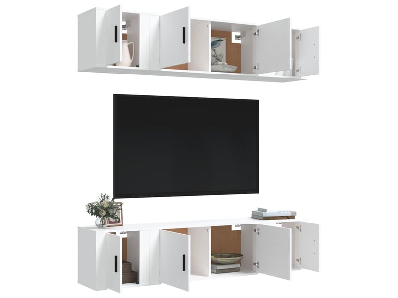  Ensemble de meubles tv 6 pcs blanc bois d'ingénierie shl24033  - Conforama C