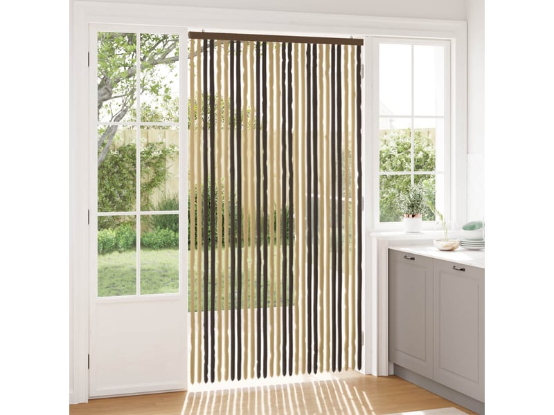  Rideau anti-insectes, moustiquaire en chenille marron foncé et beige cf43478  - Conforama B