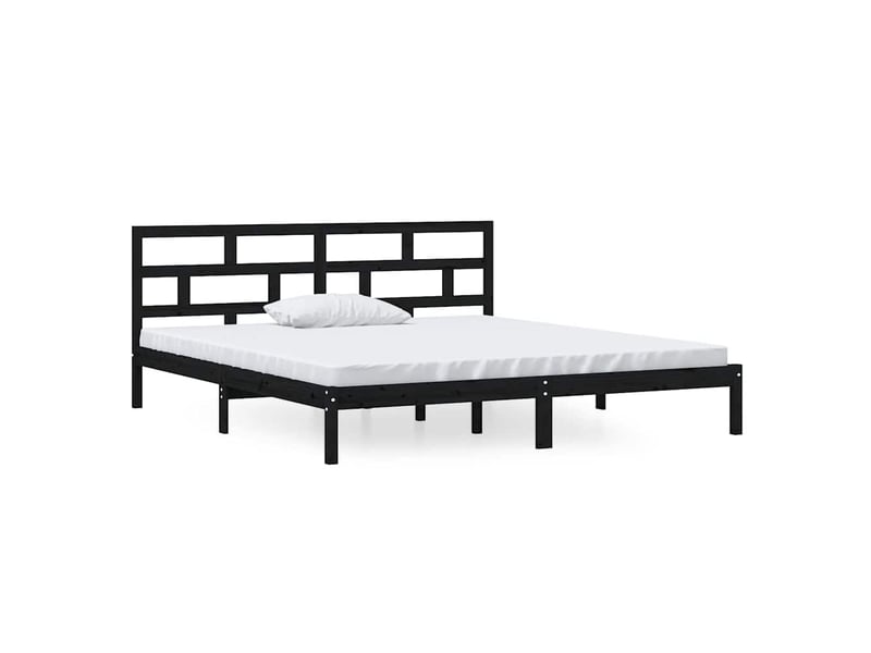 Lit double- lit adulte - cadre de lit sans matelas noir bois massif 140x190 cm - Conforama A