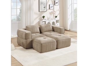 Canapé droit compressé fixe <strong>OKMYHOME</strong> <strong></strong> 2 places Polyester Sable
