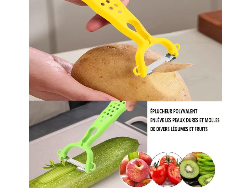 Râpe légumes double face, 2 en 1 pour éplucher et râper, éplucheur à fruits et légumes avec poignée ergonomique (2 pcs) - Conforama B