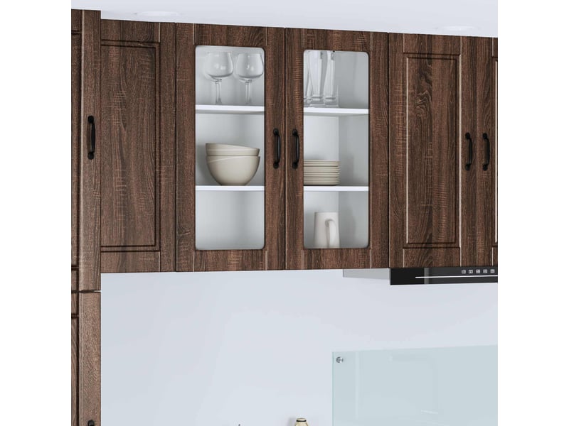 Meuble mural de cuisine, cabinet en verre mural chêne brun 80x31x80cm shl9325 - Conforama B