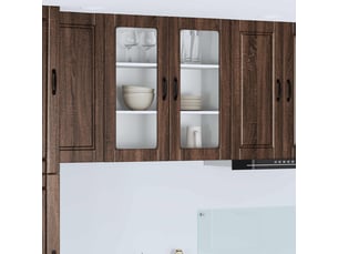 Meuble mural de cuisine, cabinet en verre mural chêne brun 80x31x80cm shl9325