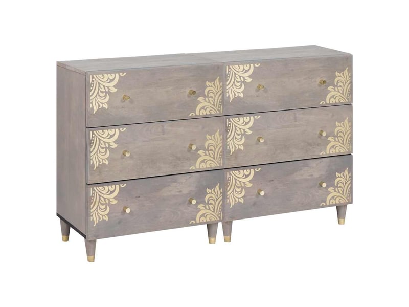Lot de 2 buffet, meuble de rangement salon 60 x 33 x 75 cm bois de mangue massif gris - Conforama B