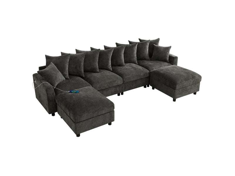  Canapé d’angle modulable 283x153,5x78,5 cm coloris gris  - Conforama A