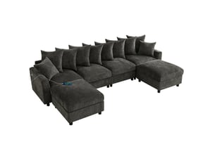Canapé d’angle modulable 283x153,5x78,5 cm coloris gris