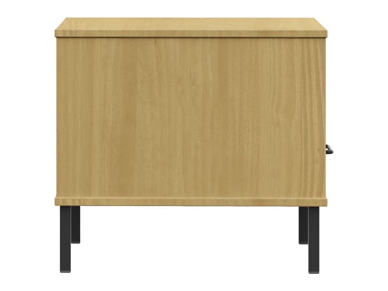  Table de chevet - cabinet de chevet - table de nuit avec pieds en métal marron bois pin massif oslo  - Conforama E