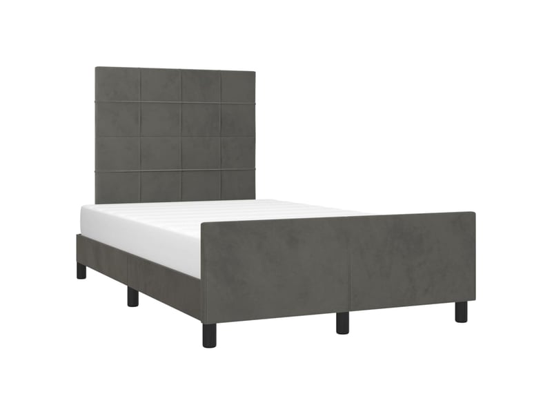 Lit double- lit adulte - cadre de lit sans matelas gris foncé 120x190 cm velours - Conforama C