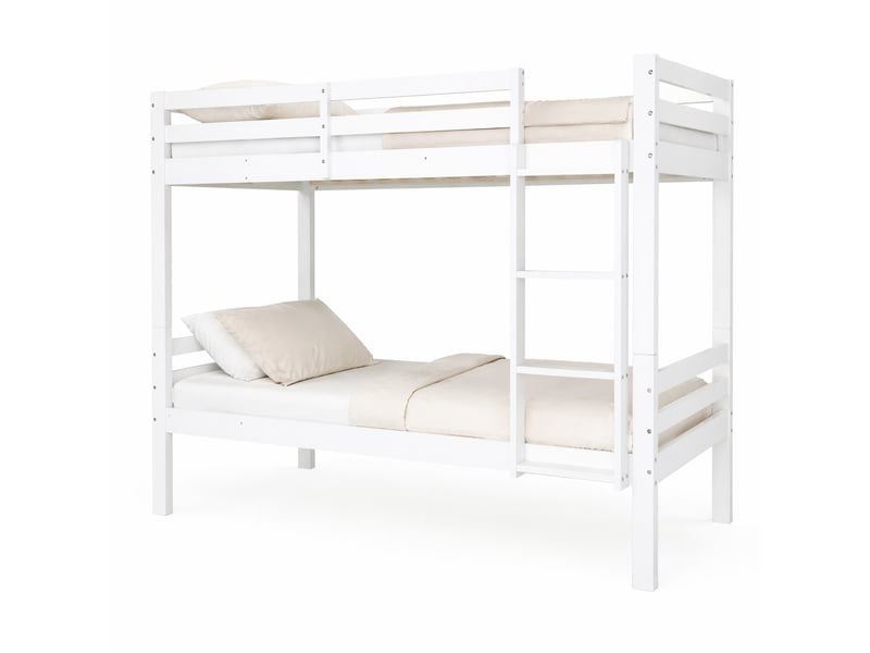  Lit superposé enfant blanc en bois de pin 90 x 200 cm séparable en 2 lits simples  - Conforama A