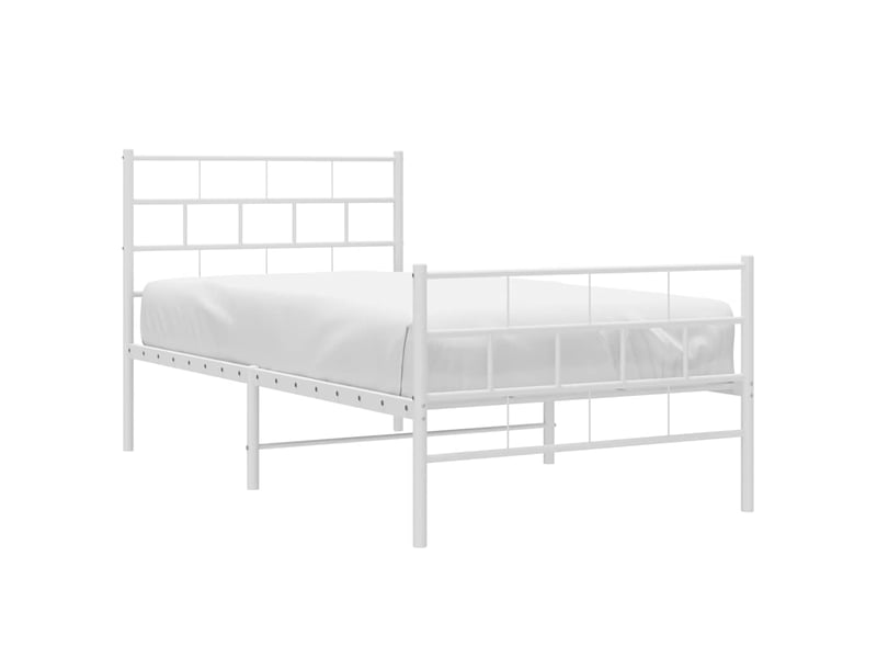  Lit simple- lit adulte -  cadre de lit métal sans matelas et pied de lit blanc 100x200 cm  - Conforama B