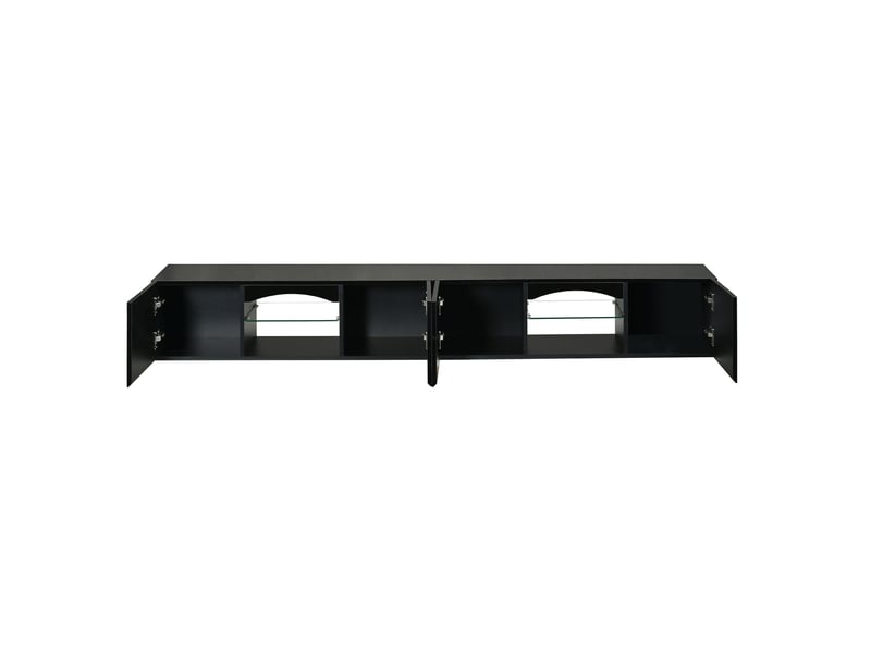 Meuble tv 4 portes avec led et application 200x30x28 cm noir - Conforama D