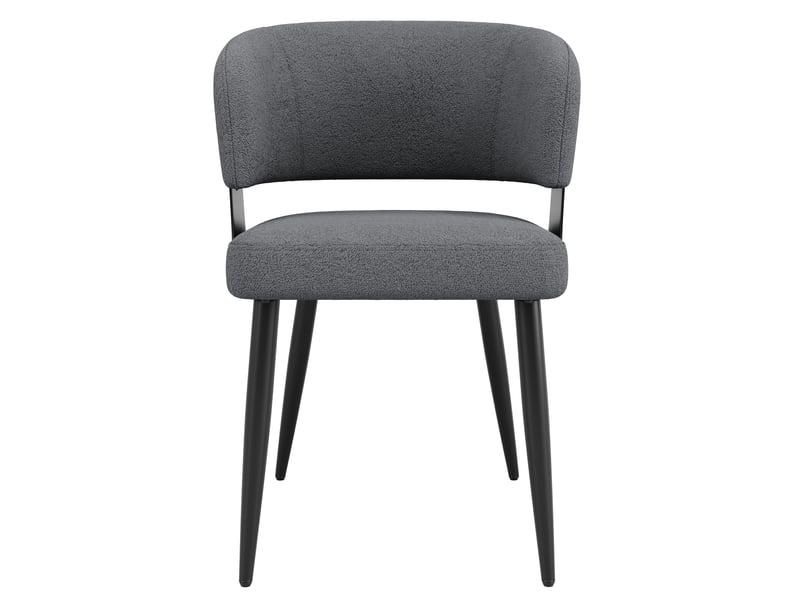  Chaise salle à manger en flanelle de haute qualité, pour cuisine, lot de 6 chaises avec dossier incurvé, salon, salle à manger, gris  - Conforama R