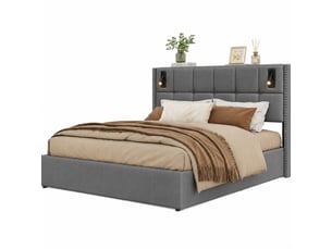 Lit coffre 140x190 cm BURSDANY   coloris gris