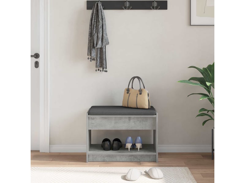  Banc d'entrée, banc interieur gris béton 63x38x45 cm  - Conforama D