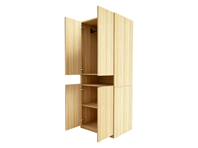  Armoire,70x55x180 cm,2 portes avec led,mdf,coloris bois clair  - Conforama D