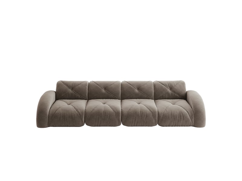  Canapé modulable 4 places taupe, canapé droit sans cadre en tissu chenille, design moderne pour salon spacieux  - Conforama A