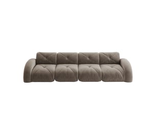 Canapé modulable 4 places taupe, canapé droit sans cadre en tissu chenille, design moderne pour salon spacieux
