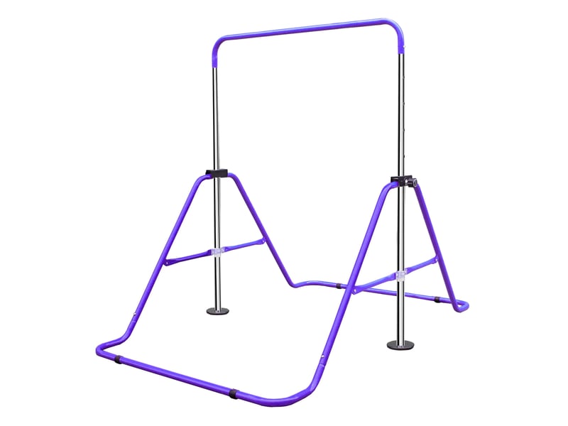  Barre de gymnastique pour enfants 145x100x130 cm réglable en hauteur et pliable métal violet  - Conforama B