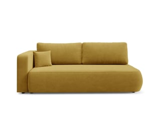 Canapé droit convertible 4 places Tissu jaune avec coffre de rangement