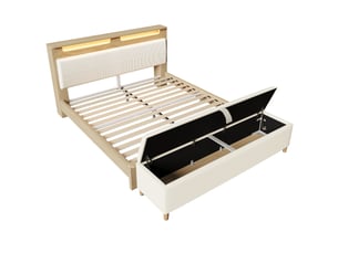 Lit avec rangement 160x200 cm MEULVA   coloris beige