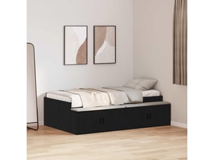 Lit adulte, lit simple, cadre de lit chêne noir 90x200cm bois d'ingénierie cf6140