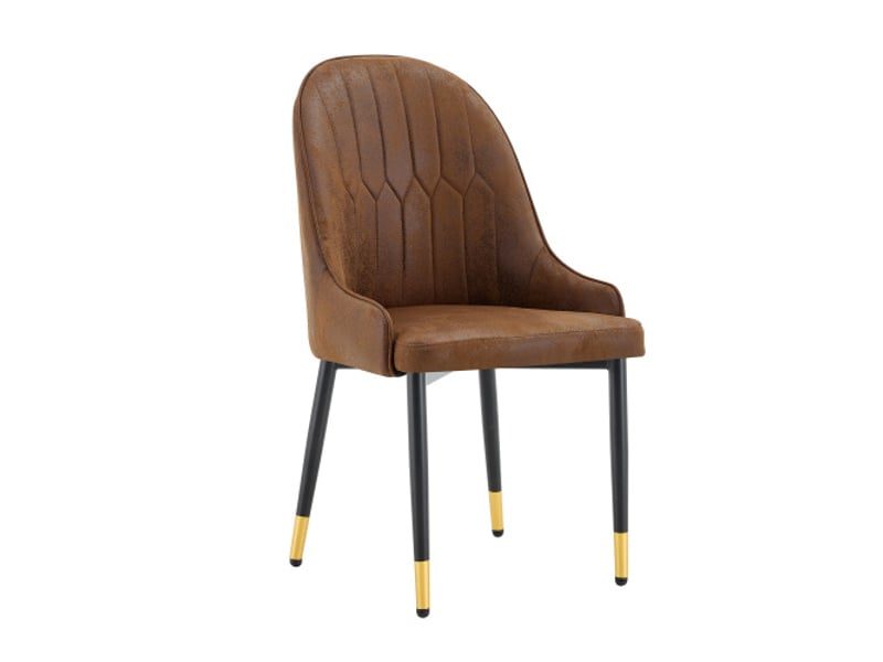  Ensemble de 2 chaises de salle à manger marron - dossier motif éclair, rembourrage épais, cadre métallique robuste  - Conforama A