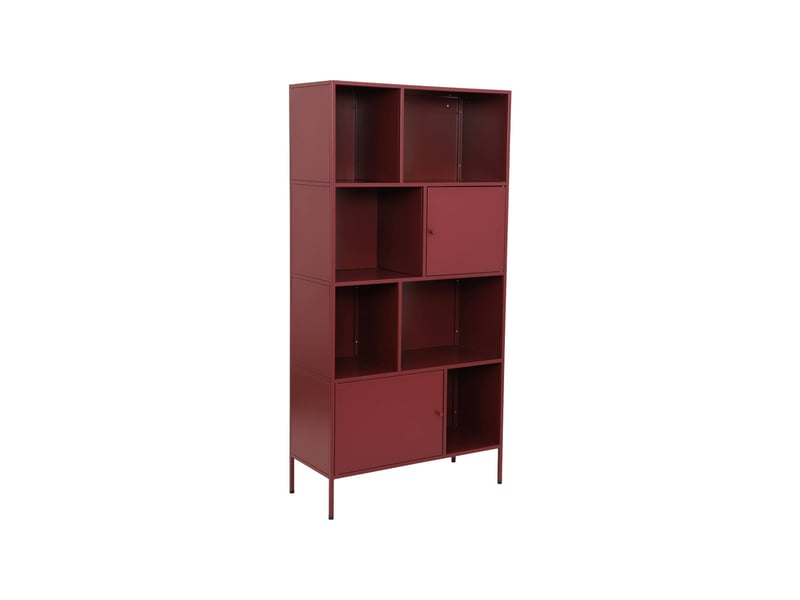  Buffet. Meuble de rangement industriel métal bordeaux 8 compartiments. L 80 x p 35 x h 160.5cm - oklahoma  - Conforama A