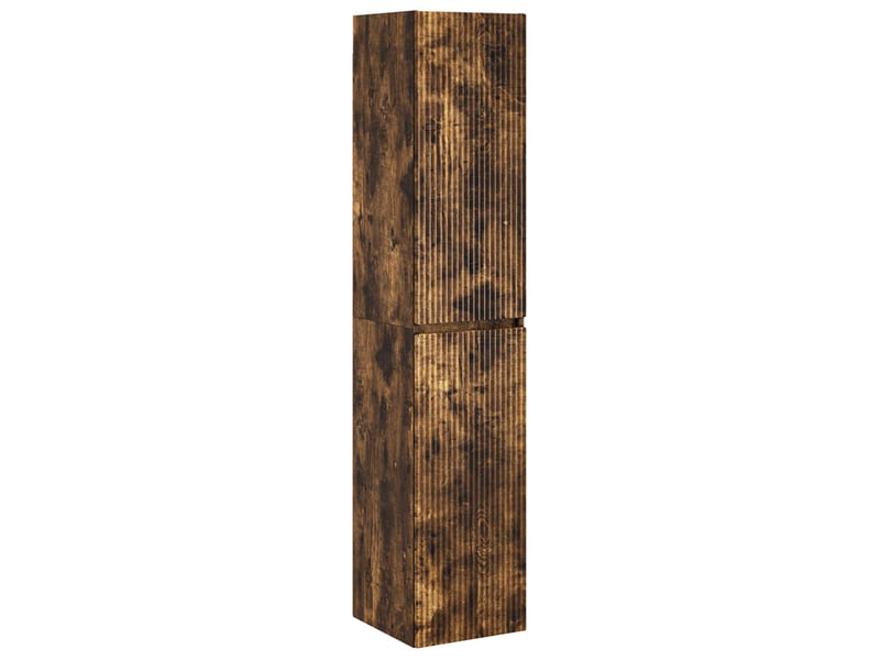 Cabinet salle de bain mural, meuble de rangement chêne fumé 33x34.5x160 cm shl7790 - Conforama A