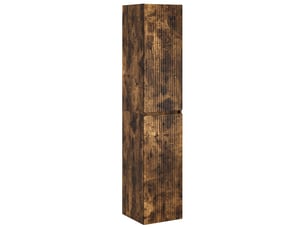 Cabinet salle de bain mural, meuble de rangement chêne fumé 33x34.5x160 cm shl7790