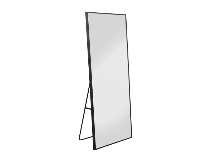  Miroir sur pied - 177x77 cm - grand miroir sur pied rectangulaire, miroir psyché cadre métallique anti-eclatement - noir  - Conforama A