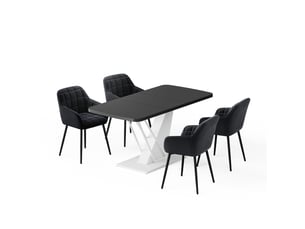 Vicco ensemble de table à manger, noirblanc, 120x80cm avec 4 chaises de salle à manger