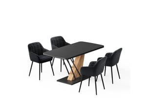 Vicco ensemble de table à manger, noirchêne de force doré, 120x80cm avec 4 chaises de salle à manger