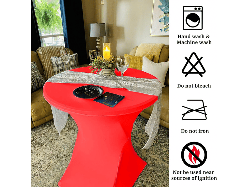  Housse de coussin - lot de 3 nappes cocktail extensibles à coins carrés, 80 x 110 cm, rouges, convenant aux tables hautes et aux tables rondes, parfaites pour l XLH-ZLS-009300ZLS - Conforama C