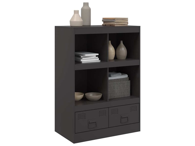  Buffet haut - bahut - meuble de rangement noir 67x39x95 cm acier  - Conforama D
