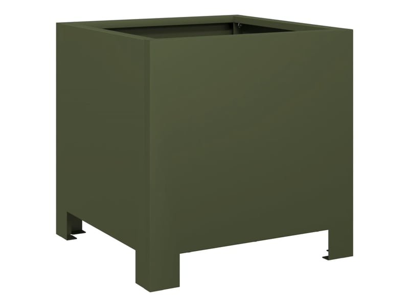 Jardinière - bac à fleurs vert olive 30x30x30 cm acier - Conforama A