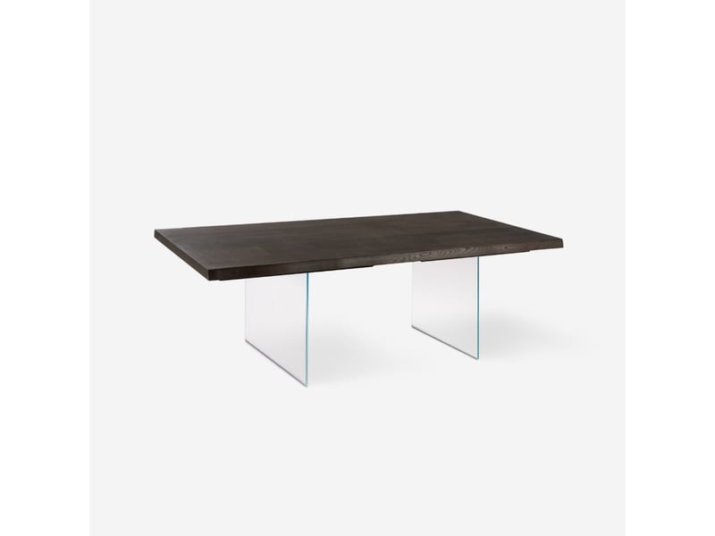  Table extensible en chêne et verre trempé 200300x100 forest - marron foncé  - Conforama A