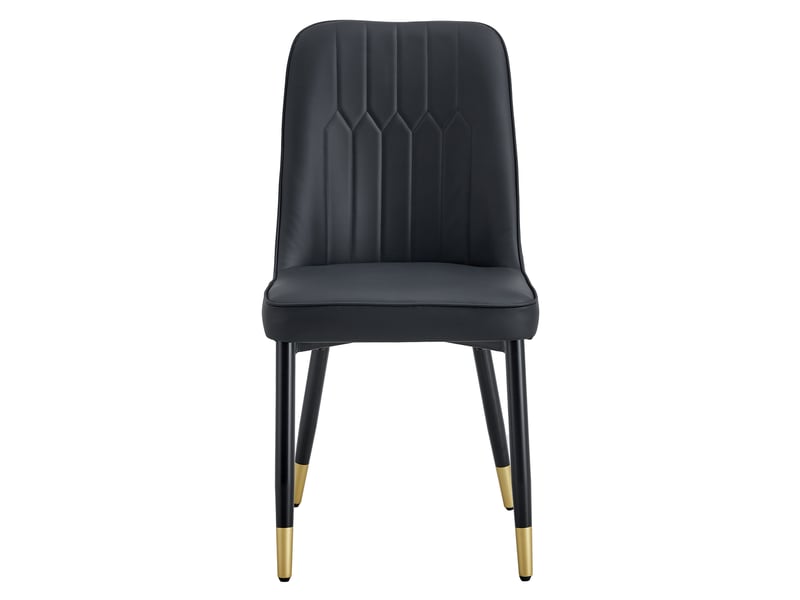 Lot de 6 chaises de salle à manger noires en simili cuir pu, pieds métal noir - Conforama A