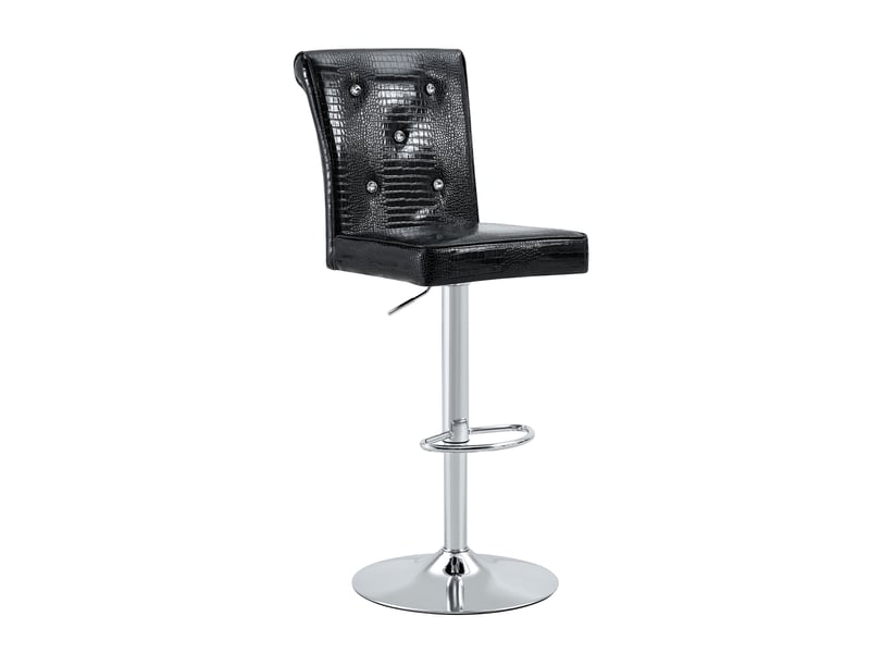  Tabourets de bar lot de 2 avec détails à boutons en cristal - lpospi - assise rembourrée en pvc, noir  - Conforama A