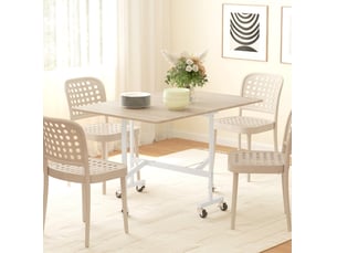 Table de salle à manger pliante 120x80 cm – chêne clair – extensible, 6 places, 6 roulettes et freins