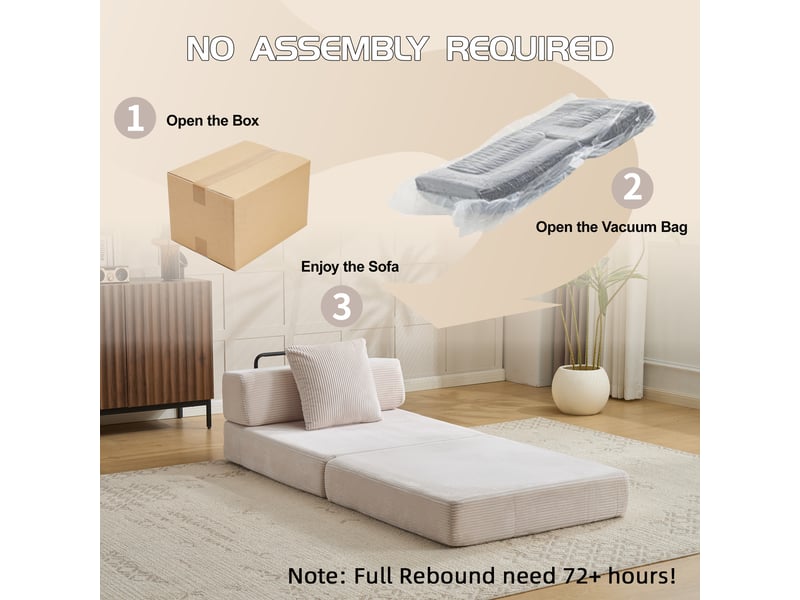 Canapé convertible, canapé-lit – 1 place, avec accoudoirs, en velours tricoté, blanc  - Conforama W