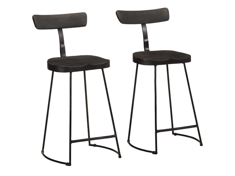 Lot de 2 tabouret de bar, chaise de bar noir 49x43x88 cm bois manguier massif  - Conforama B