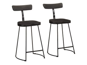 Lot de 2 tabouret de bar, chaise de bar noir 49x43x88 cm bois manguier massif