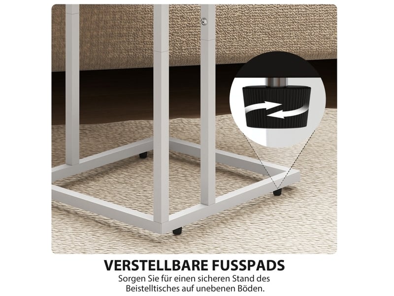 Table d’appoint pliable extensible avec station de charge usb, pieds réglables, pour salon, blanche 39 × 29 × 57 cm - Conforama D